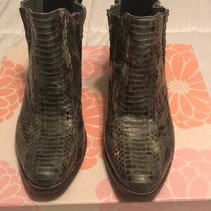 Vince Camuto Olive Snakeskin Ankle Booties
